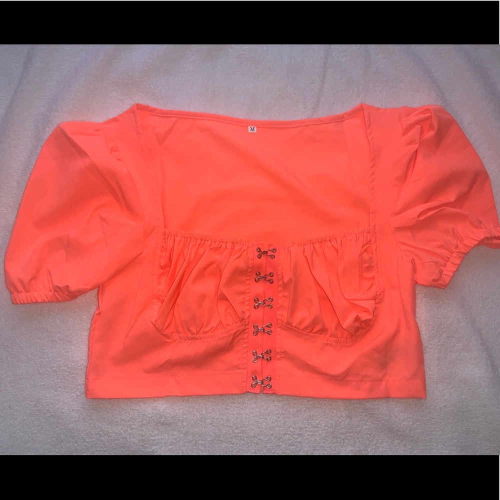 Neon Pink Square Neck Top
